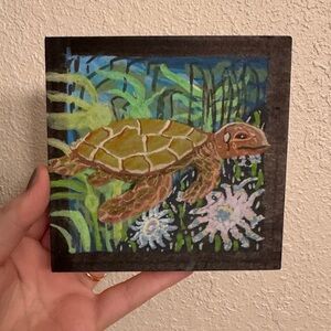 “Float on” original mini acrylic painting on wood 5x5”
